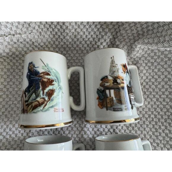 Set of 4 Norman Rockwell Seafarers Collection Tankard Mug Long John Silvers 1985 - Picture 7 of 15